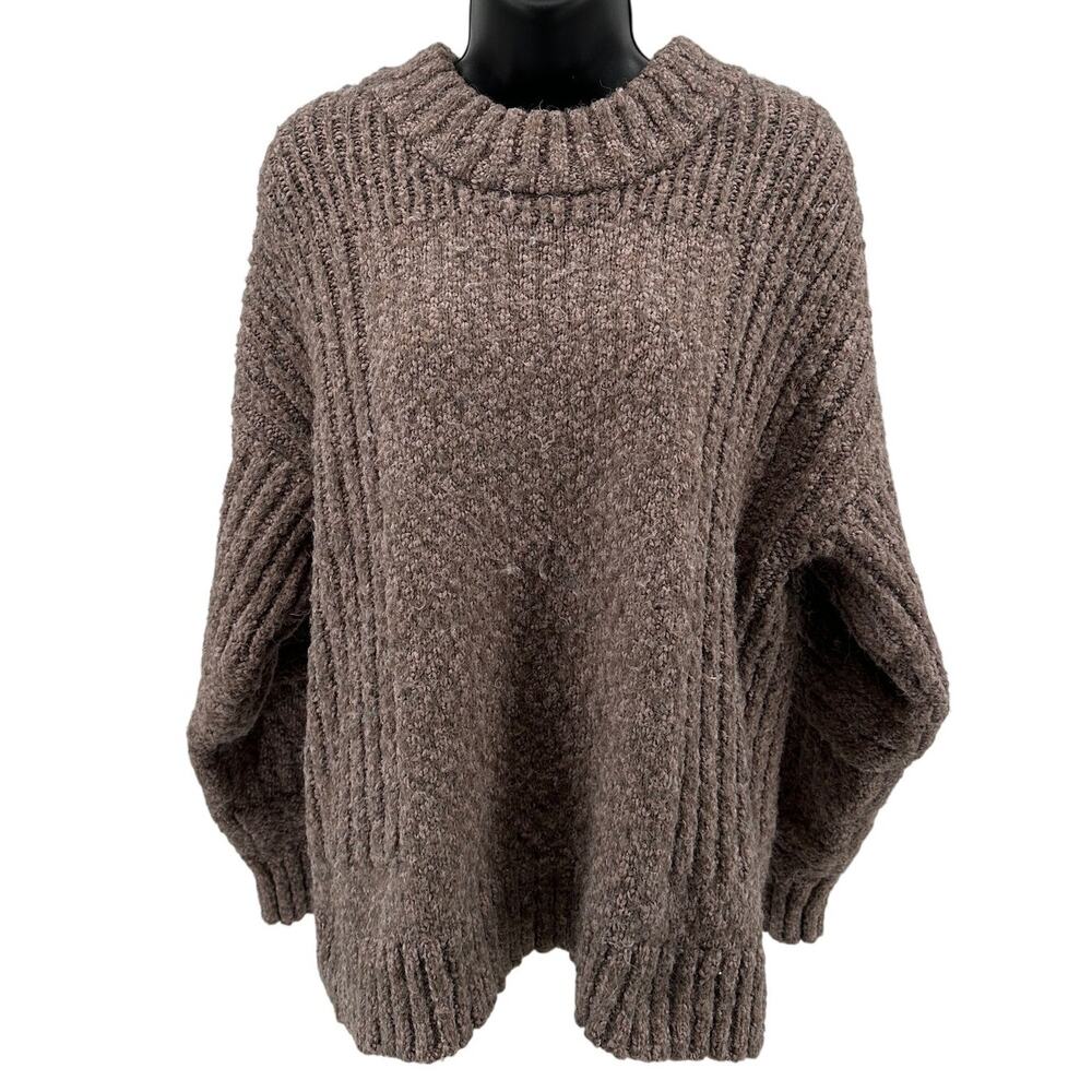 Staccato Sweater WMNS M Brown Crew Neck Pullover Knit Dropped Shoulder Oversized